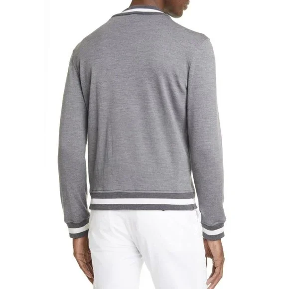 Eidos Napoli Trim Fit Heathered Wool Baseball Jacket (Slim Fit) NWT $595 (A4) - Picture 3 of 12